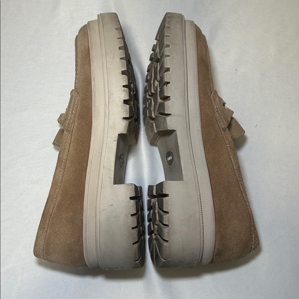 Patina Zoe Suede Slip On Platform Loafers Chunky Tan Round Toe Size 8.5 - Picture 14 of 16